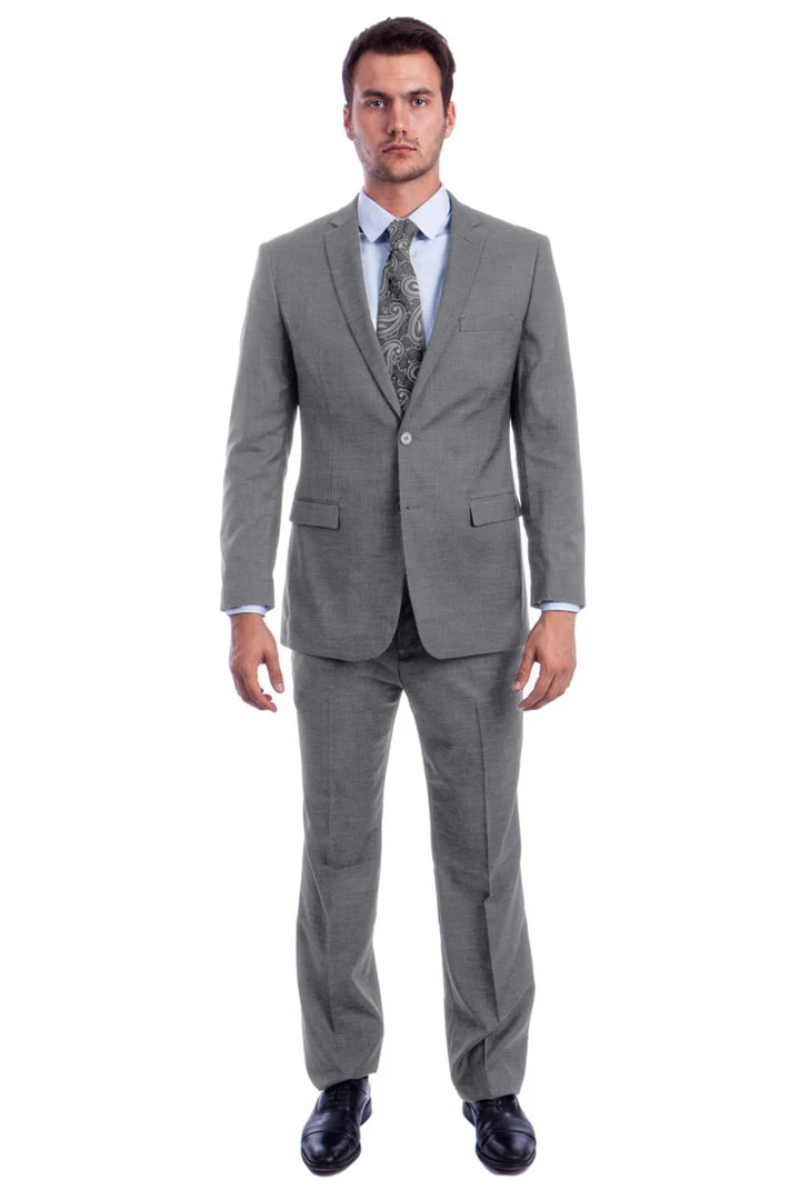 Men's Two Button Light Grey Summer Suit