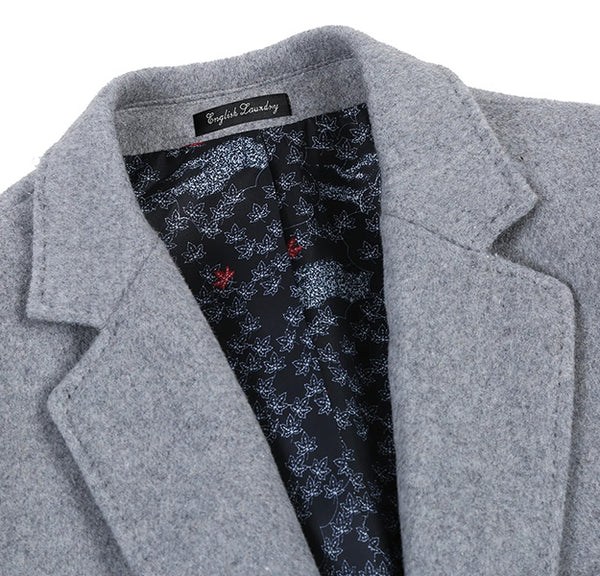 Slim Fit Light Gray Wool Overcoat