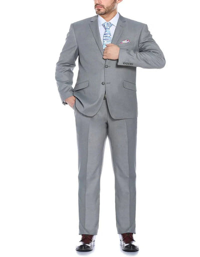 Slim Fit Two Button Light Grey Suit