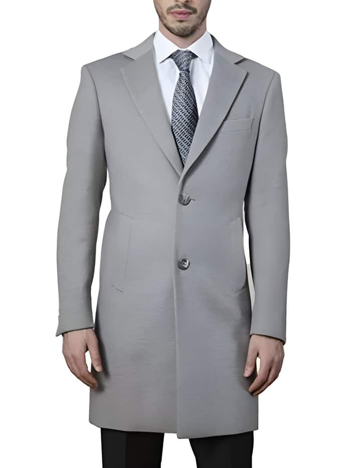 Light Grey Modern Fit Men's Topcoat: Winter Essential