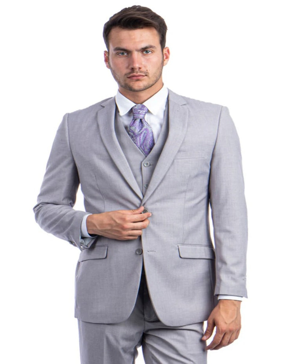 Light Grey Hybrid Fit Vested Suit