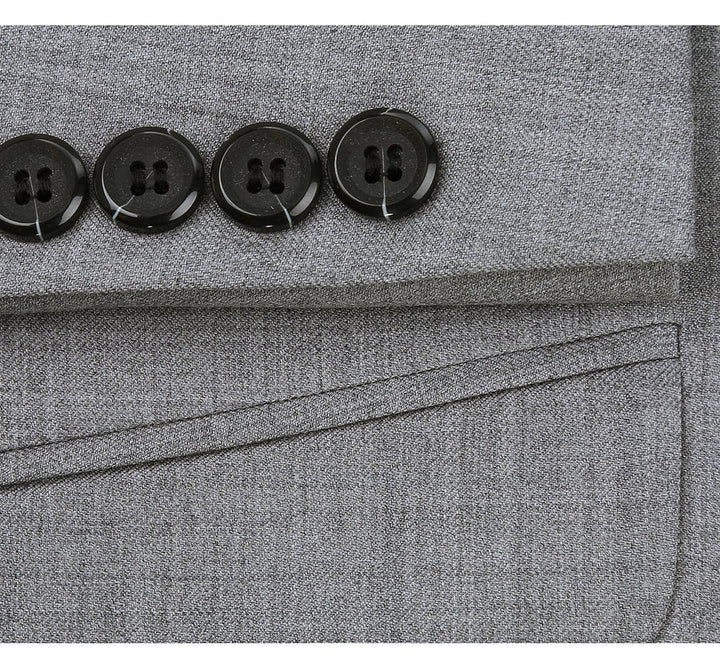 Light Grey Two Button Slim Fit Wool Suit