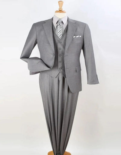 Light Grey Pleated Pant Suit with Vest