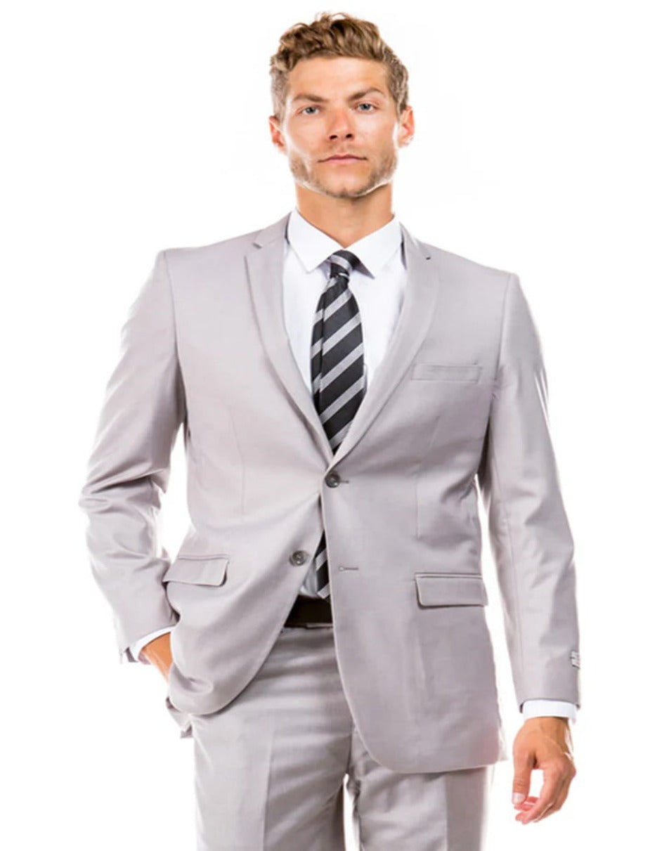 Slim Fit 2 Button Light Grey Wedding Suit