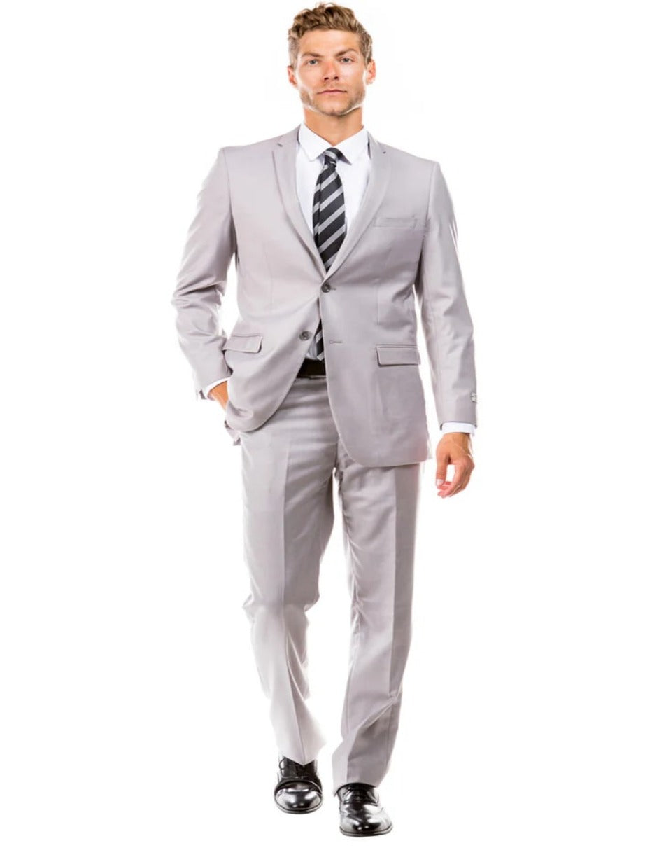 Slim Fit 2 Button Light Grey Wedding Suit