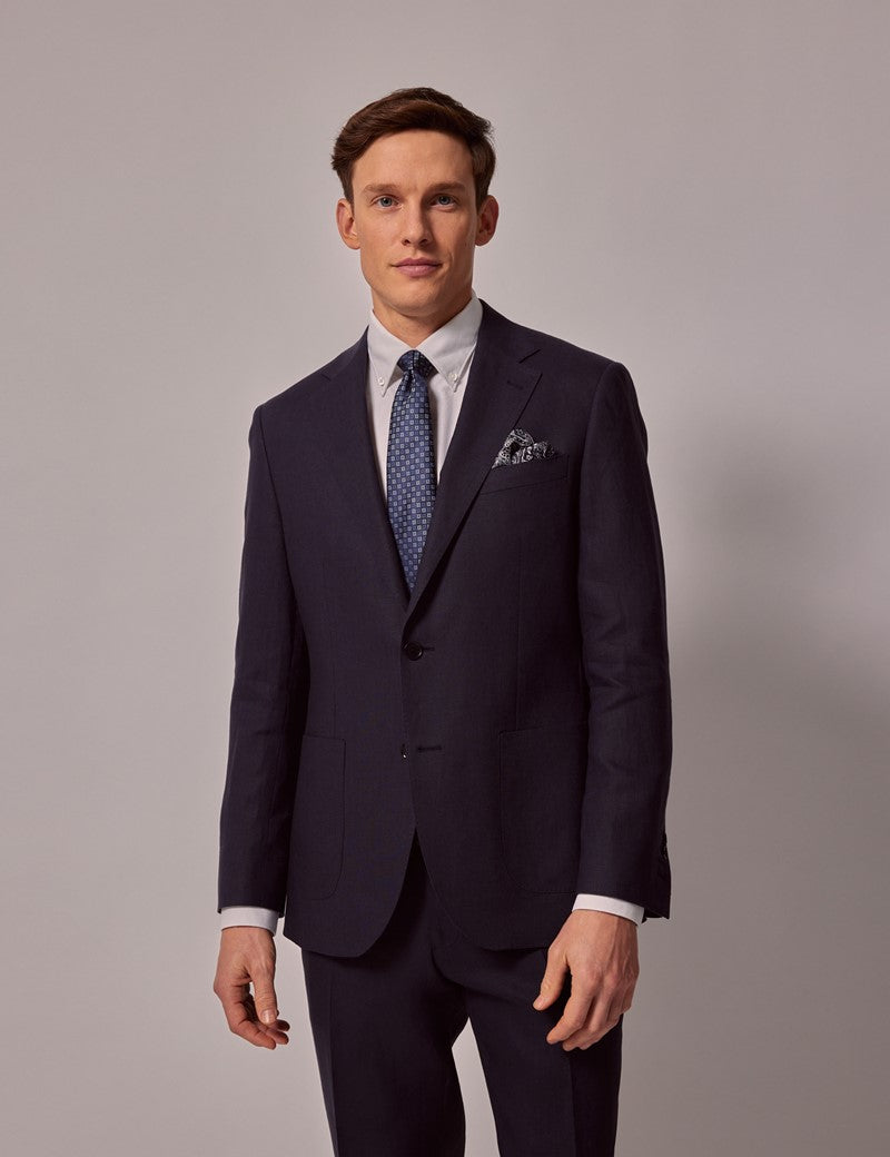 Navy Linen Suit for Beach Weddings