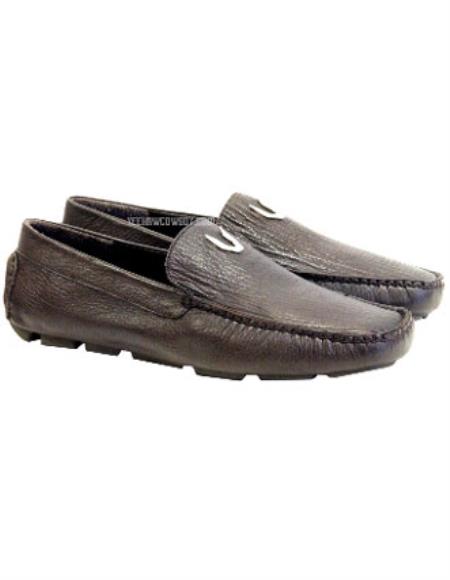 Genuine Sharkskin Brown Dress Loafer for Men