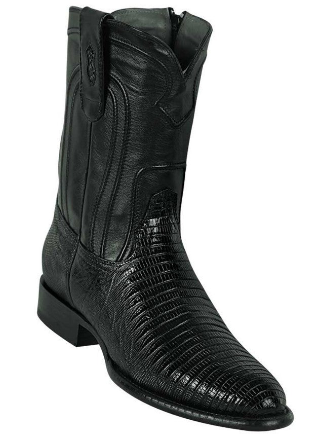 Black Lizard Teju Roper Toe Boot by Los Altos