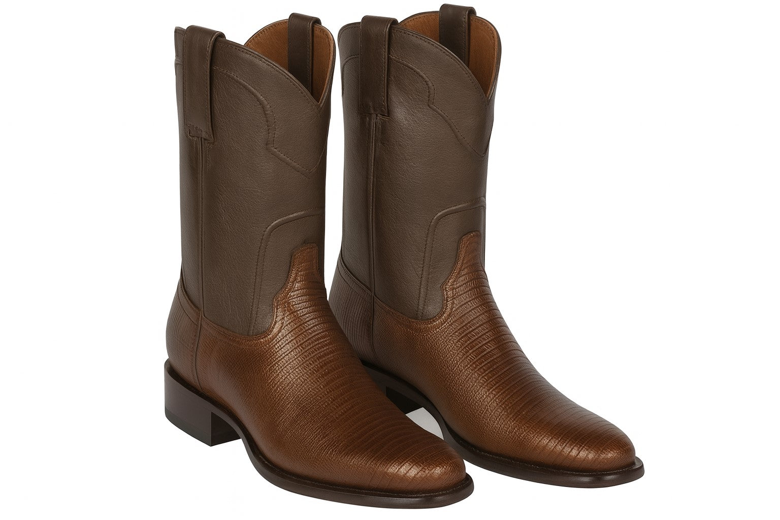 Los Altos Boots Men's Lizard Teju Roper Western Boots Brown