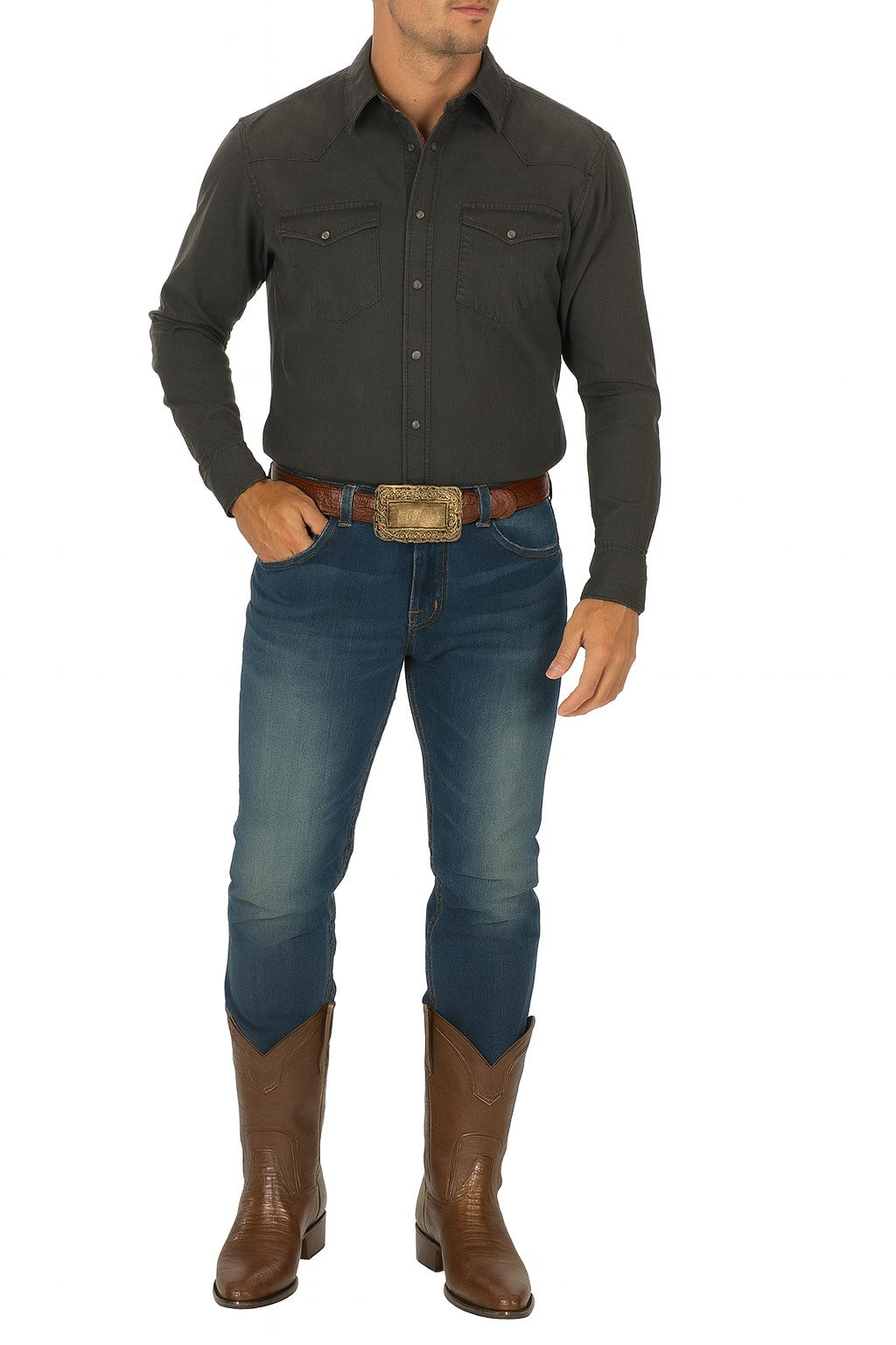 Los Altos Boots Men's Lizard Teju Roper Western Boots Brown