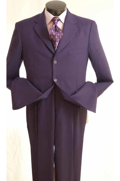 Mens 3 Button Polyester Fashion Suit in Purple
