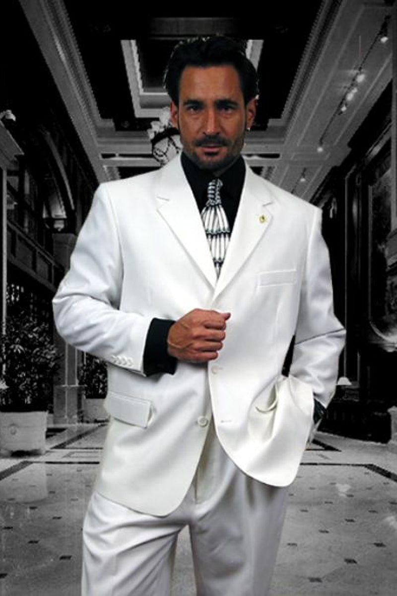 Mens 3 Button White 2 Piece Suit