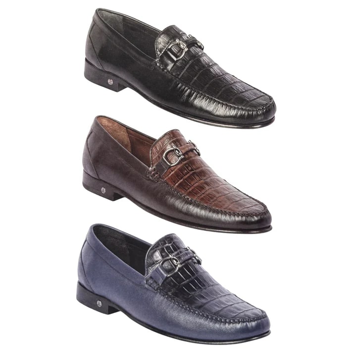 Lombardy Crocodile Calfskin Bit Loafers for Men