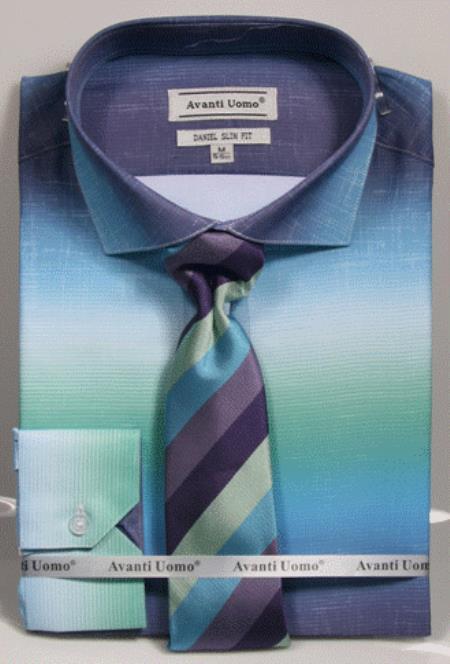 Aqua Colorful Men's Dress Shirt