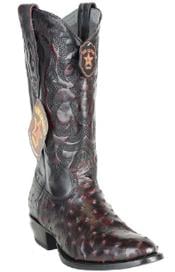 Men's Single Stitched Welt Ostrich Black Cherry Boots