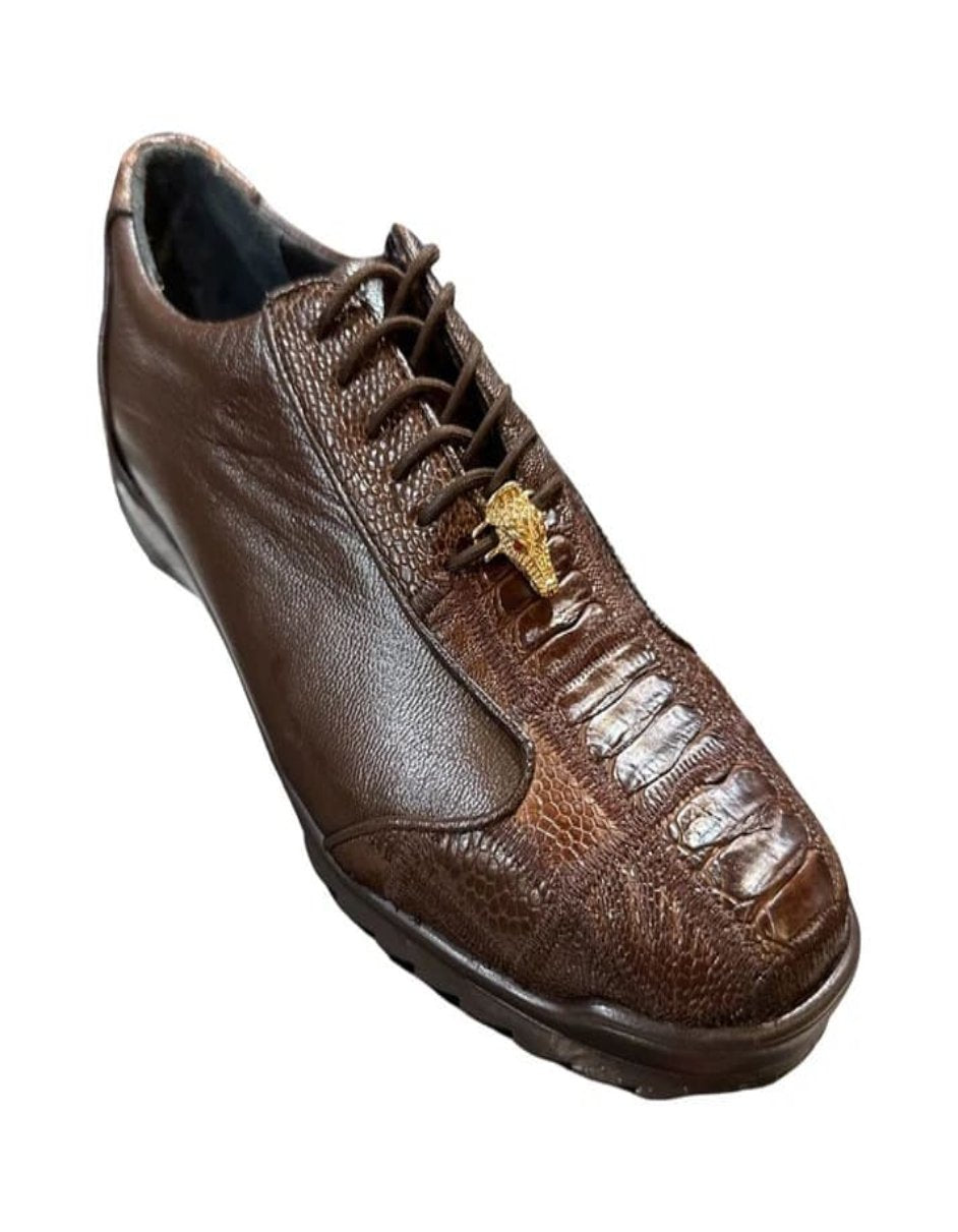 Los Altos Ostrich Leg Lace Up Sneakers Brown
