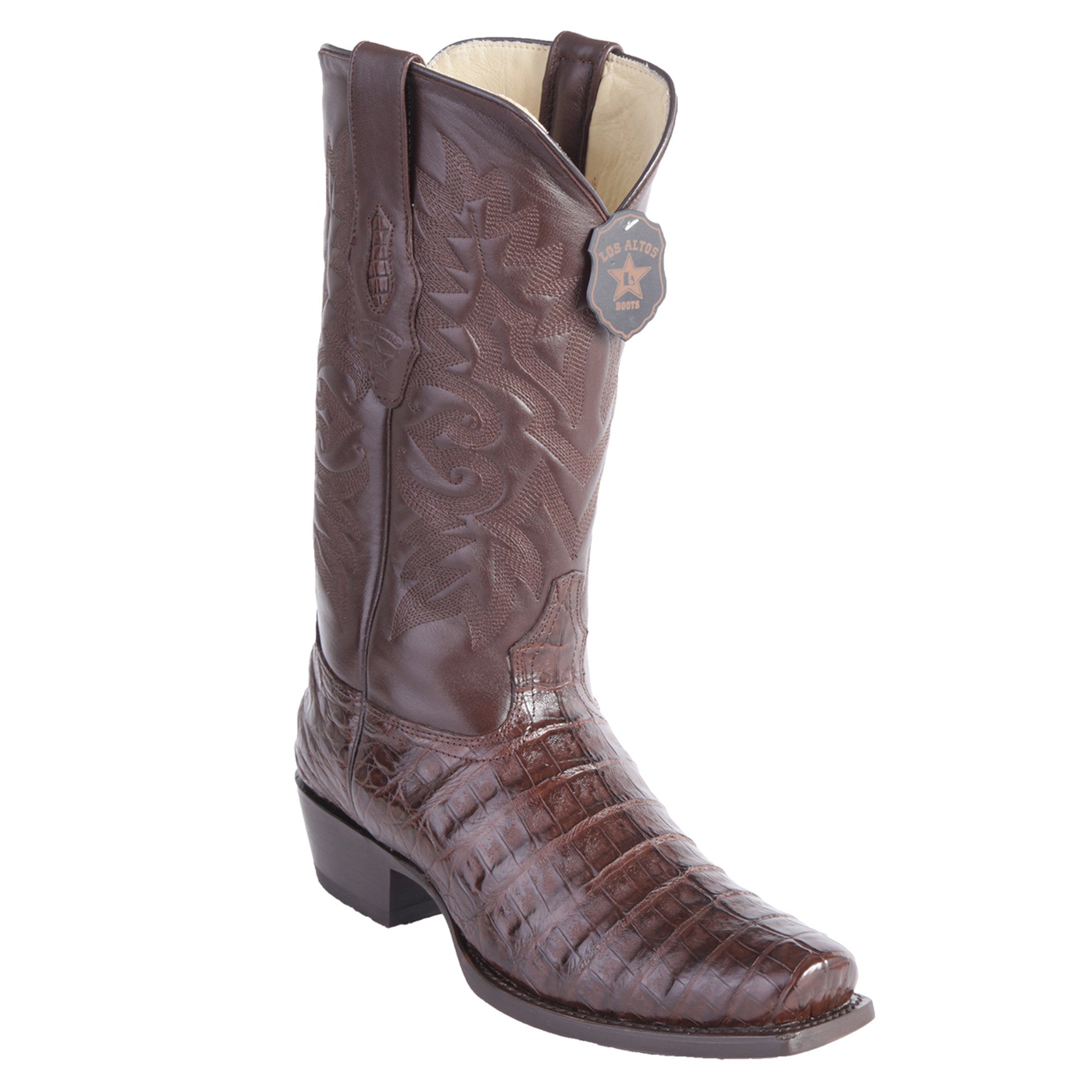 Los Altos 7 Toe Brown Caiman Dress Boots