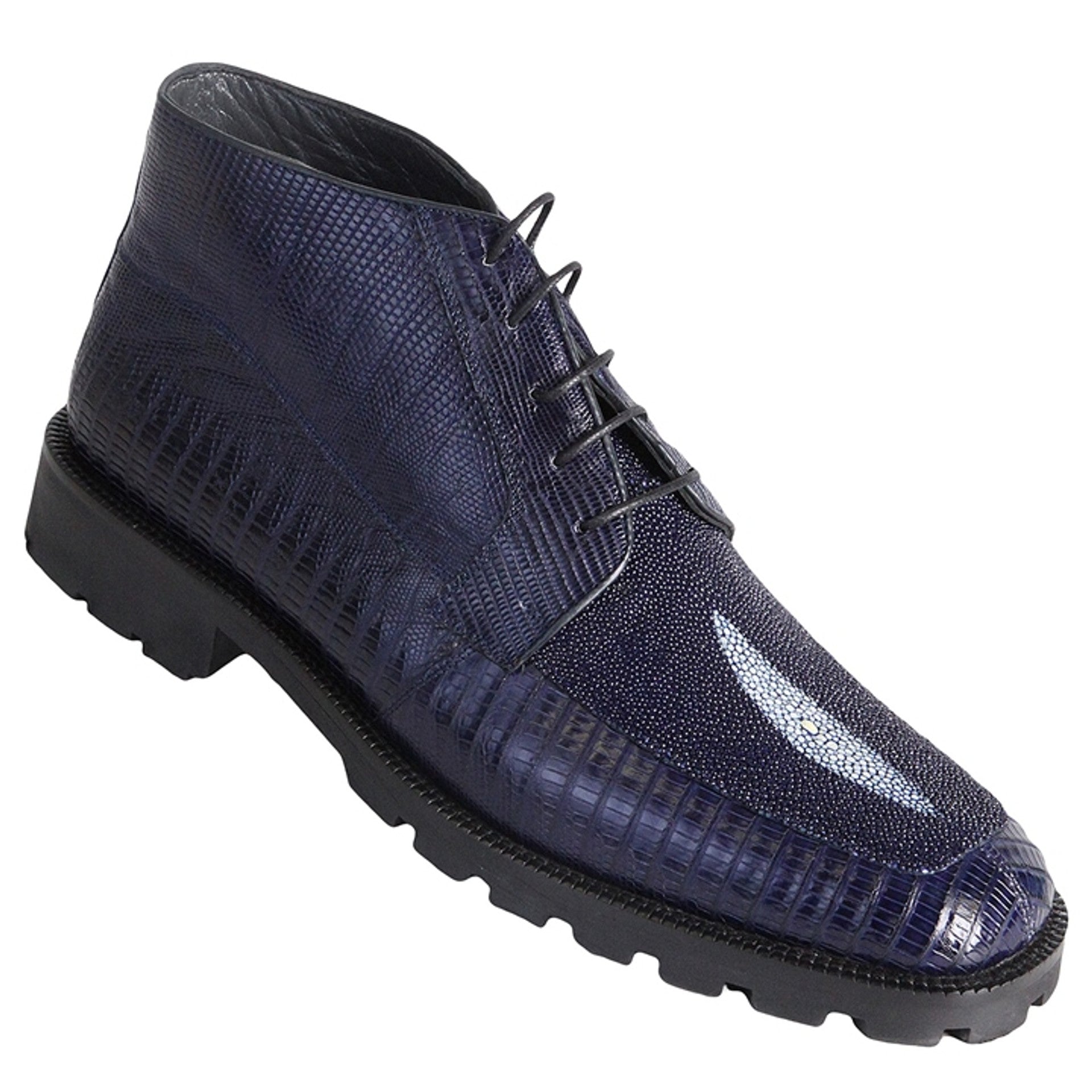 Navy Lizard & Stingray Ankle Boots by Los Altos