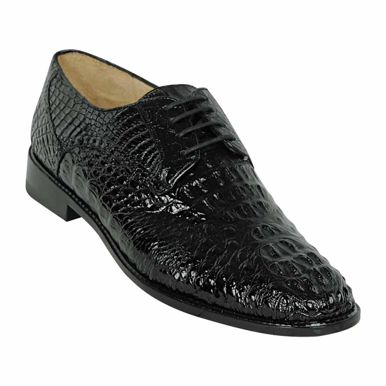 Caiman Hornback Plain Toe Black Dress Shoes