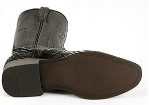Black Caiman Belly Roper Cowboy Boots