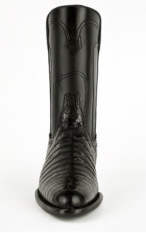 Black Caiman Belly Roper Cowboy Boots