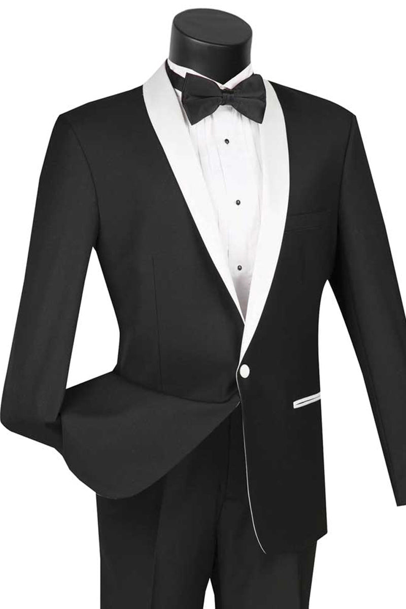 Men’s Black & White Modern Shawl Tuxedo