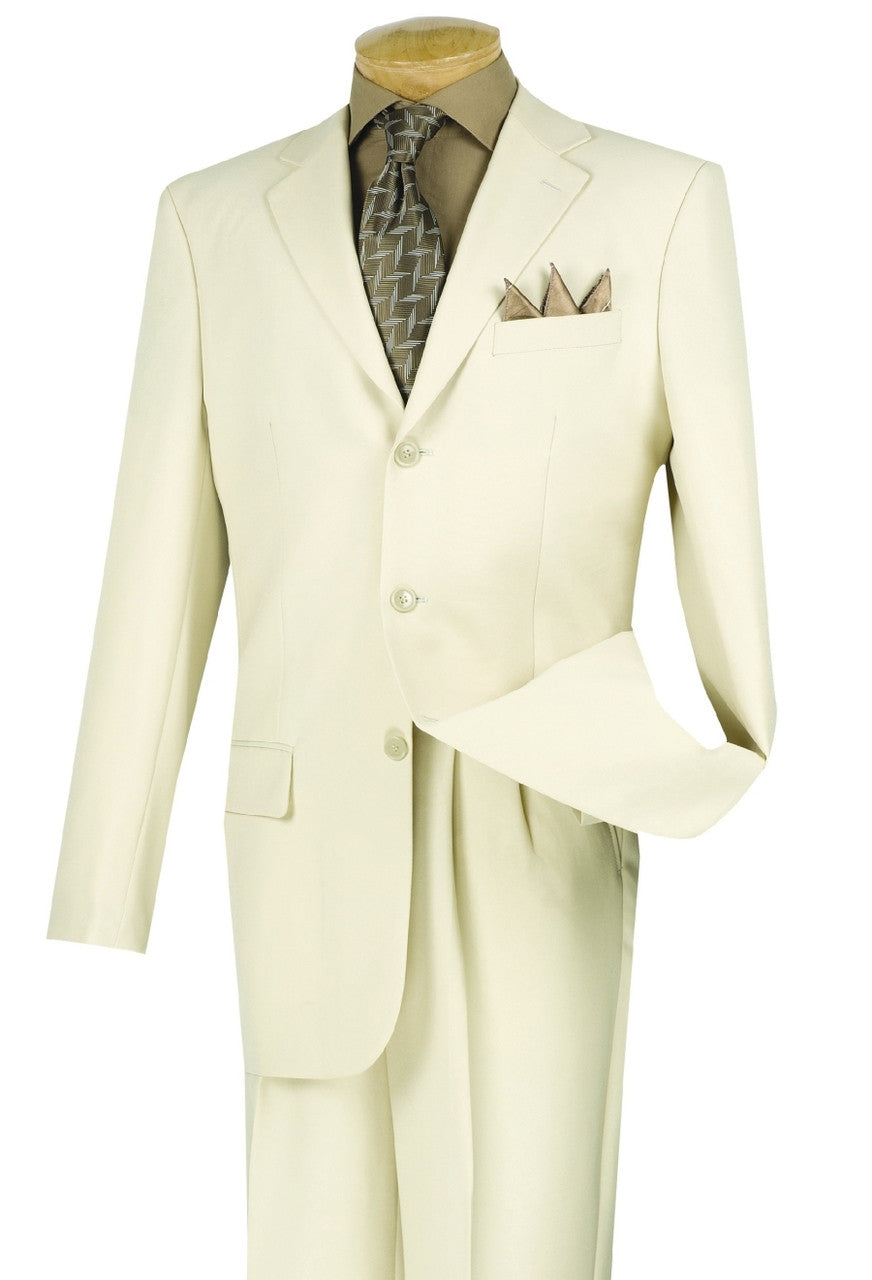 Lucci Ivory 3-Button with Pleated Slacks Classic Suit