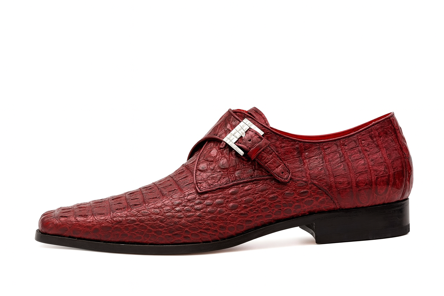 Marco Di Milano Wine Crocodile Monk Loafers
