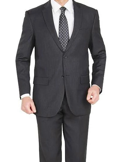 Modern Fit 2 Button Pinstripe Suit, Black