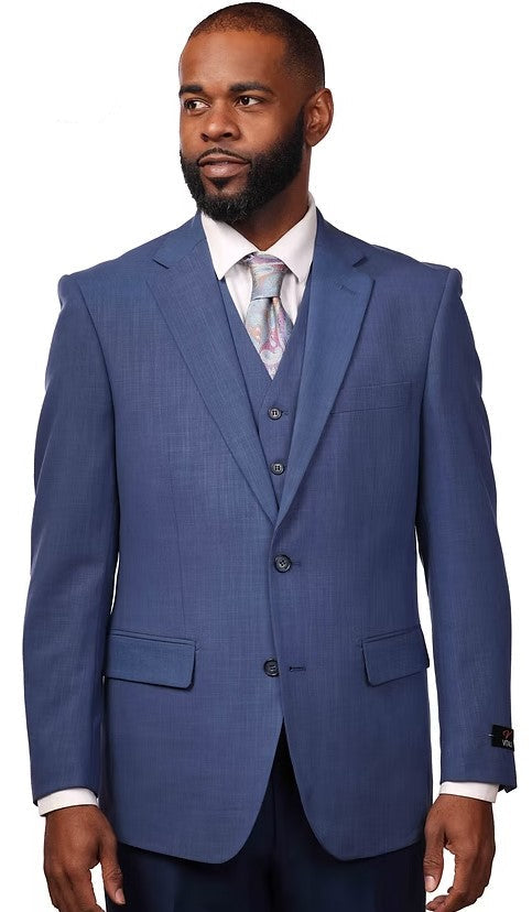 Vitali Sky Sharkskin Modern Fit Vested Suit M1837