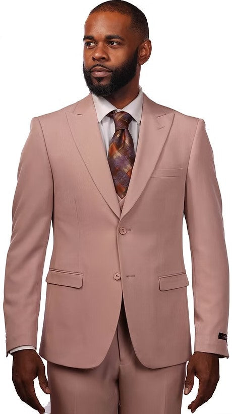 Vitali BLUSH Solid Vested Modern Fit Suit M1888