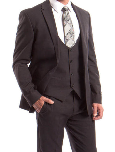 Gray Slim Fit Peak Lapel 3 Piece Suit
