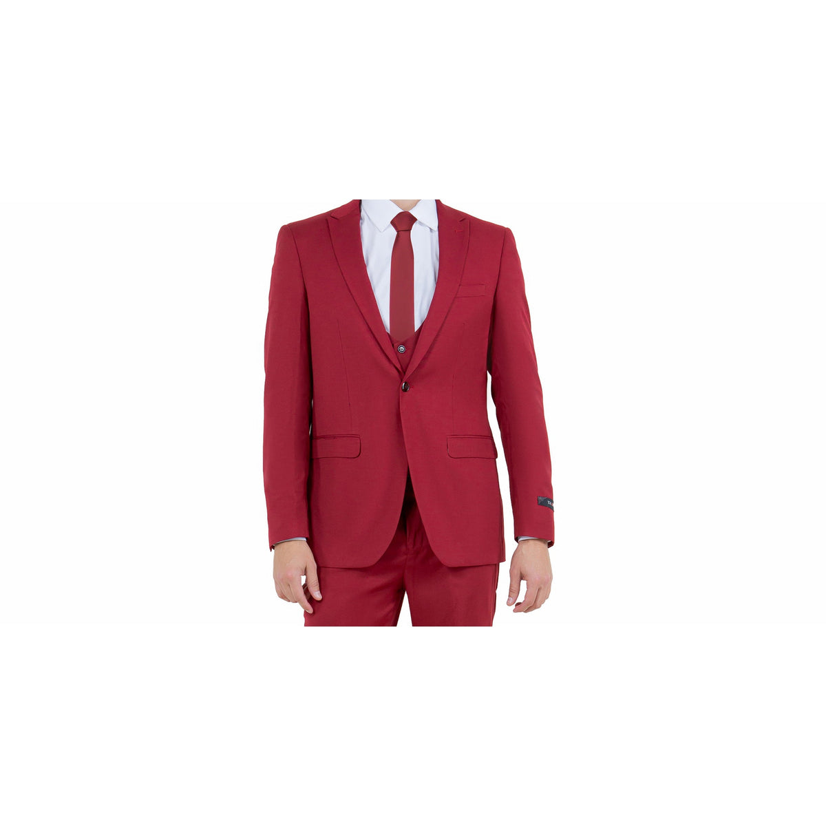 Cherry Red 3-Piece Ultra Slim Fit Suit by Tazio - M255US