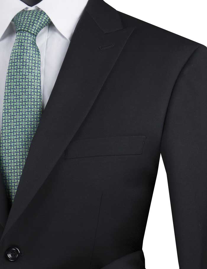 Black Modern 2 Piece Suit with Peak Lapel