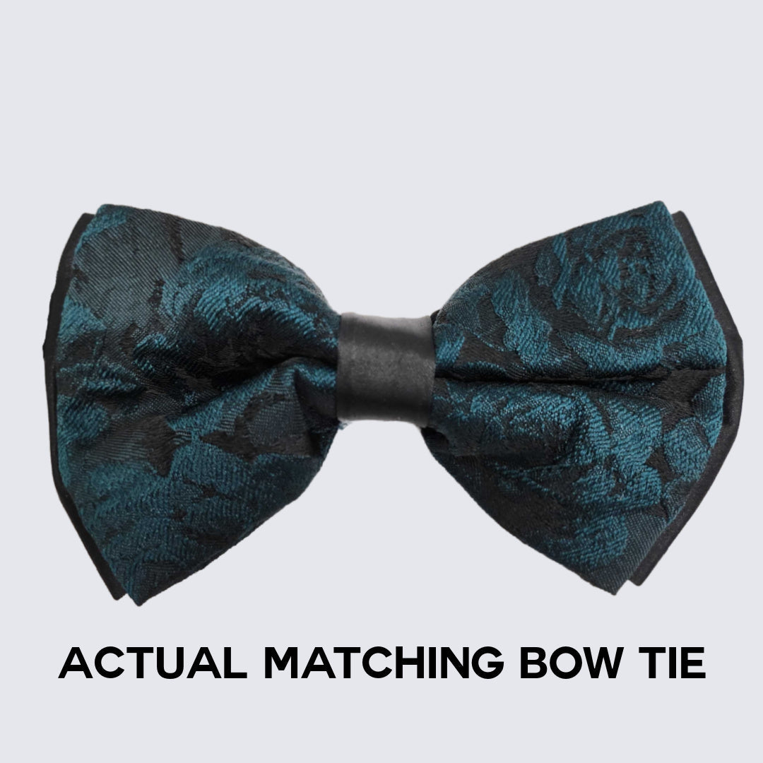 Hunter Green Floral Tuxedo with Shawl Lapel – 4 Piece Slim Fit Set