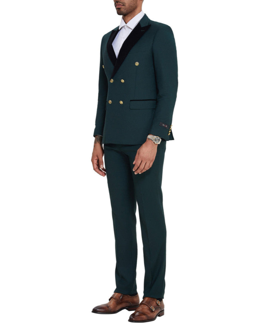 Dark Green Slim Double Breasted Tuxedo