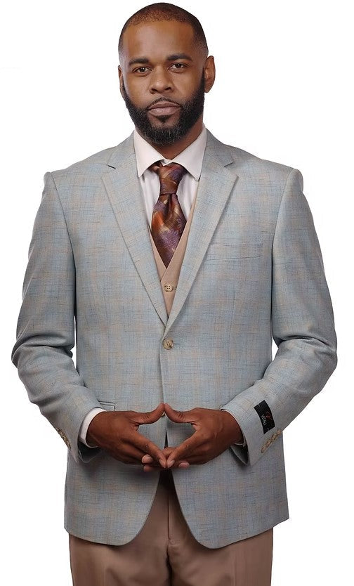 Vitali Powder Plaid Modern Fit Vested Suit M6012