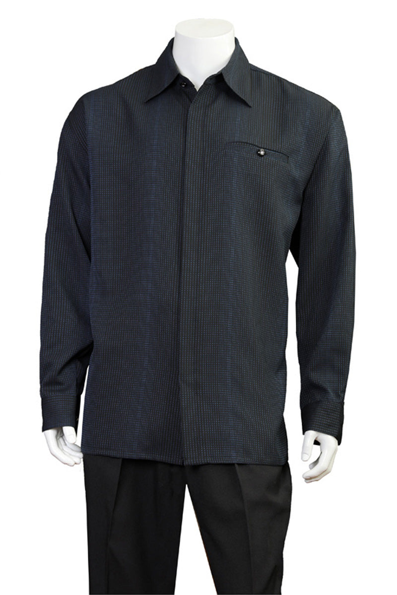 Mens Long Sleeve Mini Check Walking Suit in Brown