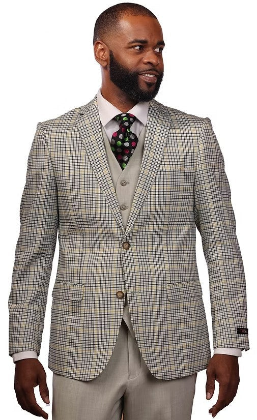 Vitali Mint Plaid Vested Modern Fit Suit M9014