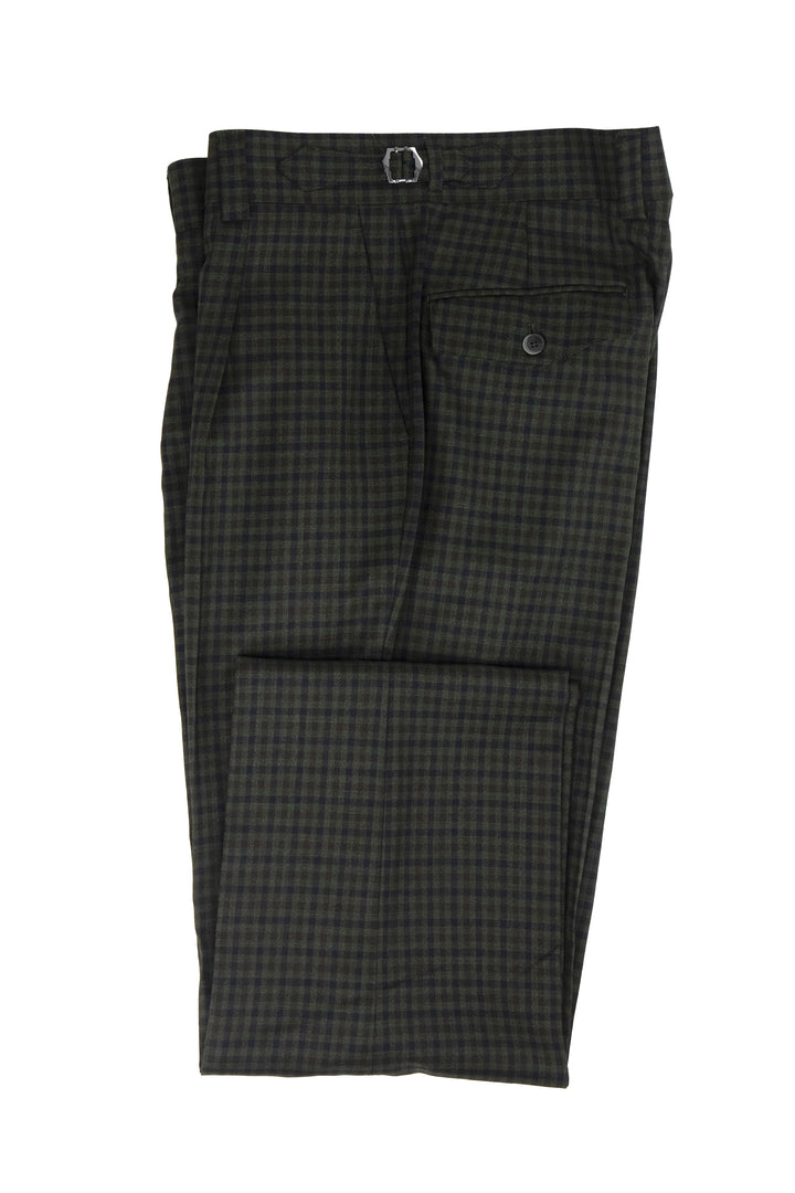 Dark Green Wool Semi-Wide Leg Marbella Pants