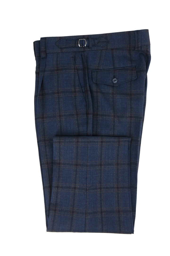 Blue Wool Windowpane Marbella Dress Pants