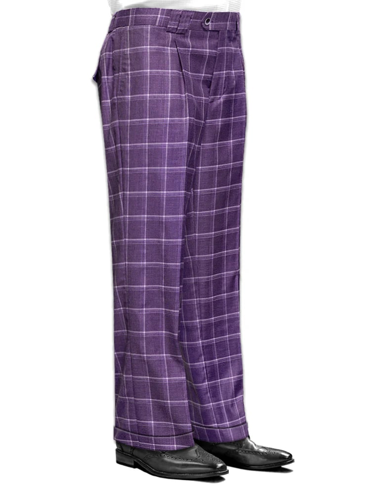 Wide Leg Plaid Pants in Mauve