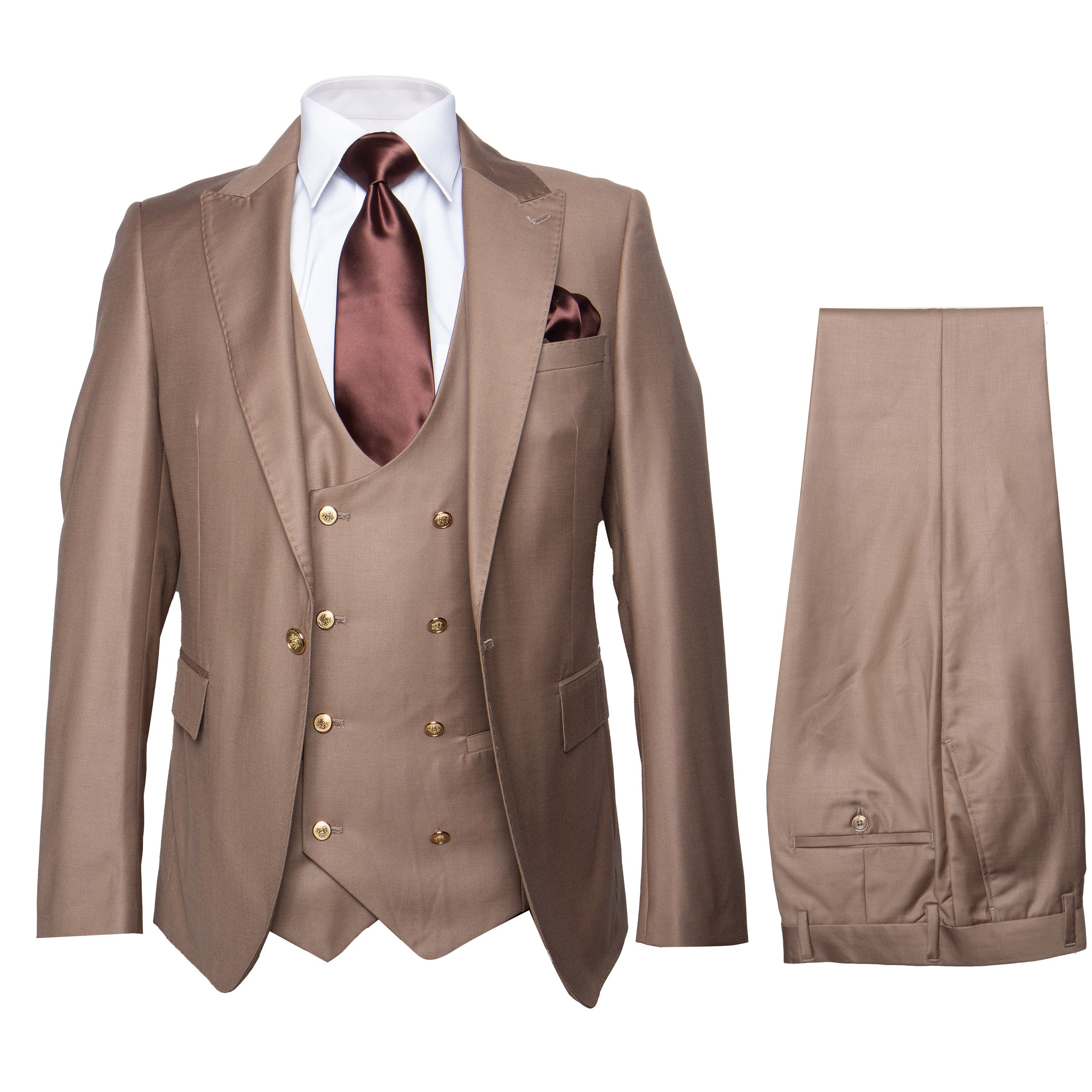 Rossi Man Max Slim Fit 3-Piece Mocha Suit