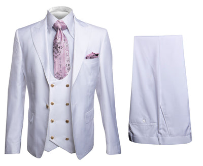 Rossi Man MAX RM1374 Slim Fit 3-Piece White Suit