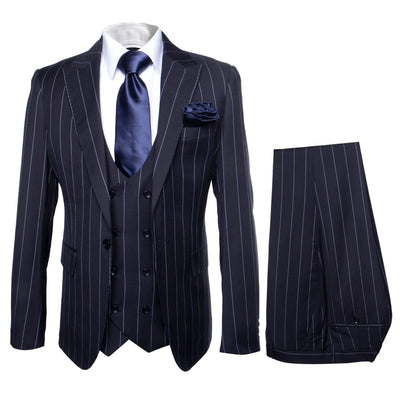 ROSSI MAN Navy Pinstripe 3 Piece Suit