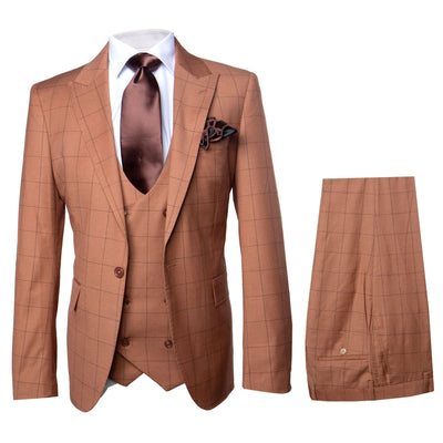 Rossi Man Slim Fit Rust 3 Piece Suit