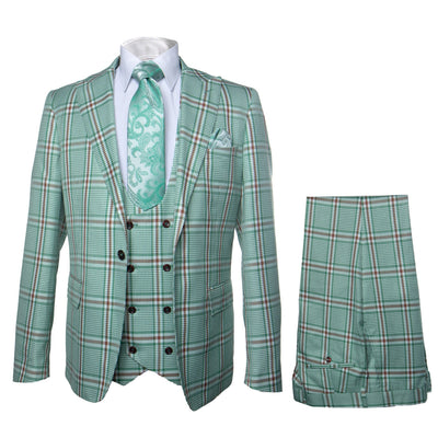 Rossi Man Mint Green Slim Fit Three Piece Suit