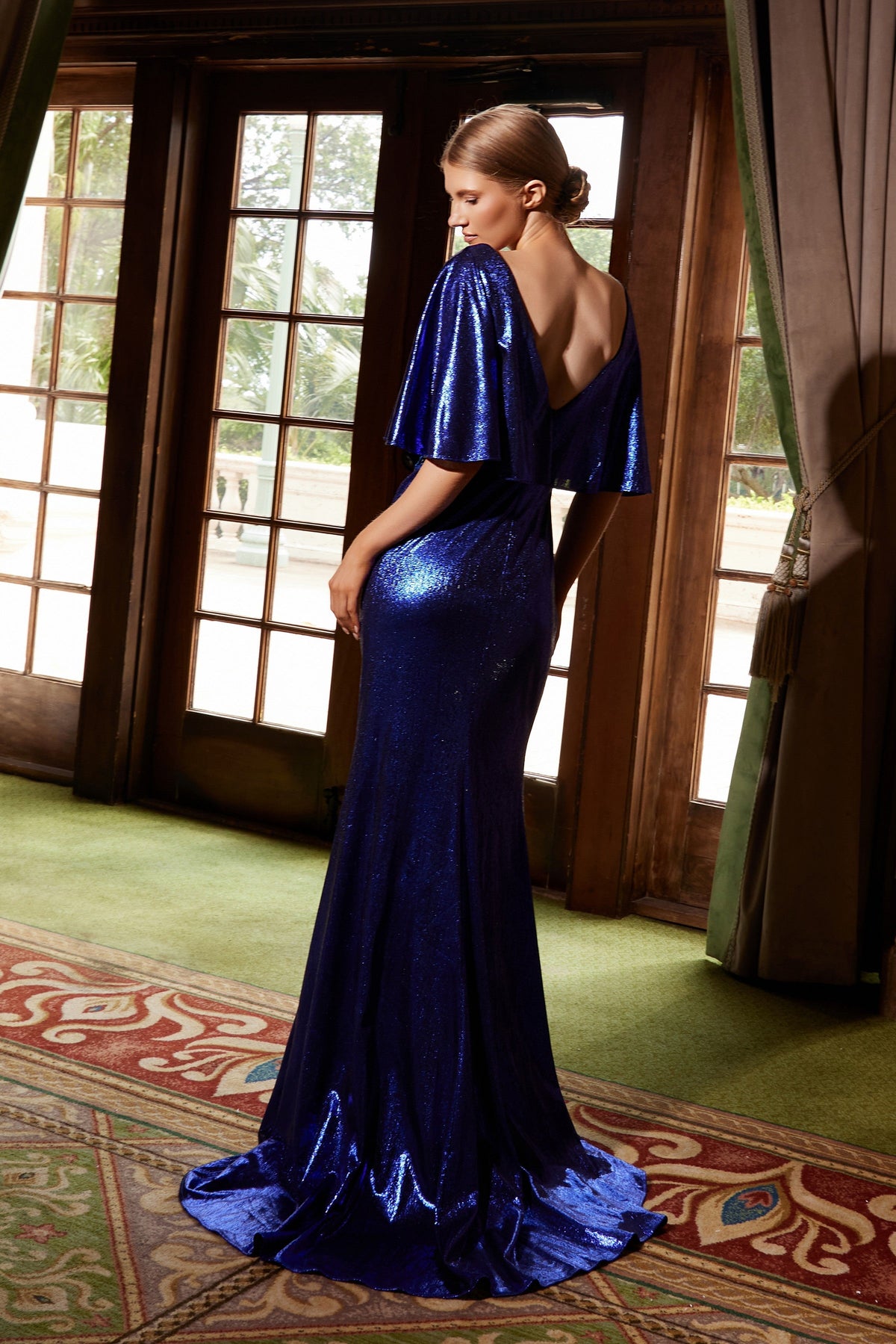 Nox Anabel MD130 Elegant Metallic Short Sleeve Gown
