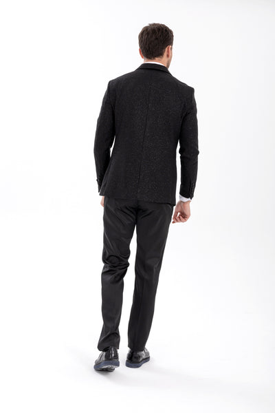 Mens Glitter Sequin Flashy in Color "Black" Tuxedo Dinner Jacket Blazer Sportcoat