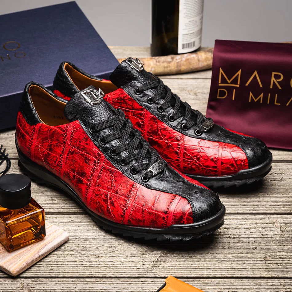 Marco Di Milano Saulo Black & Red Exotic Sneakers